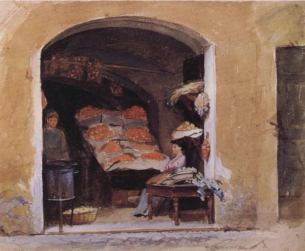 John William Waterhouse An Italian Produce Shop oil painting image